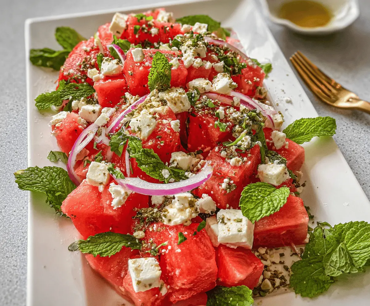 Easy Fresh Watermelon Feta Salad Recipe