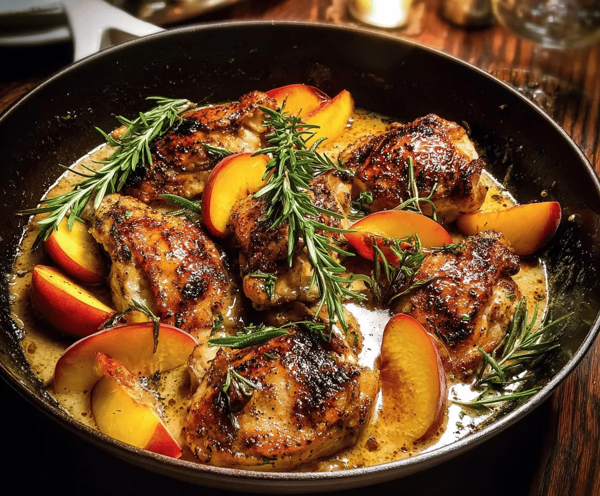 Easy Rosemary Peach Chicken in White Wine Sauce