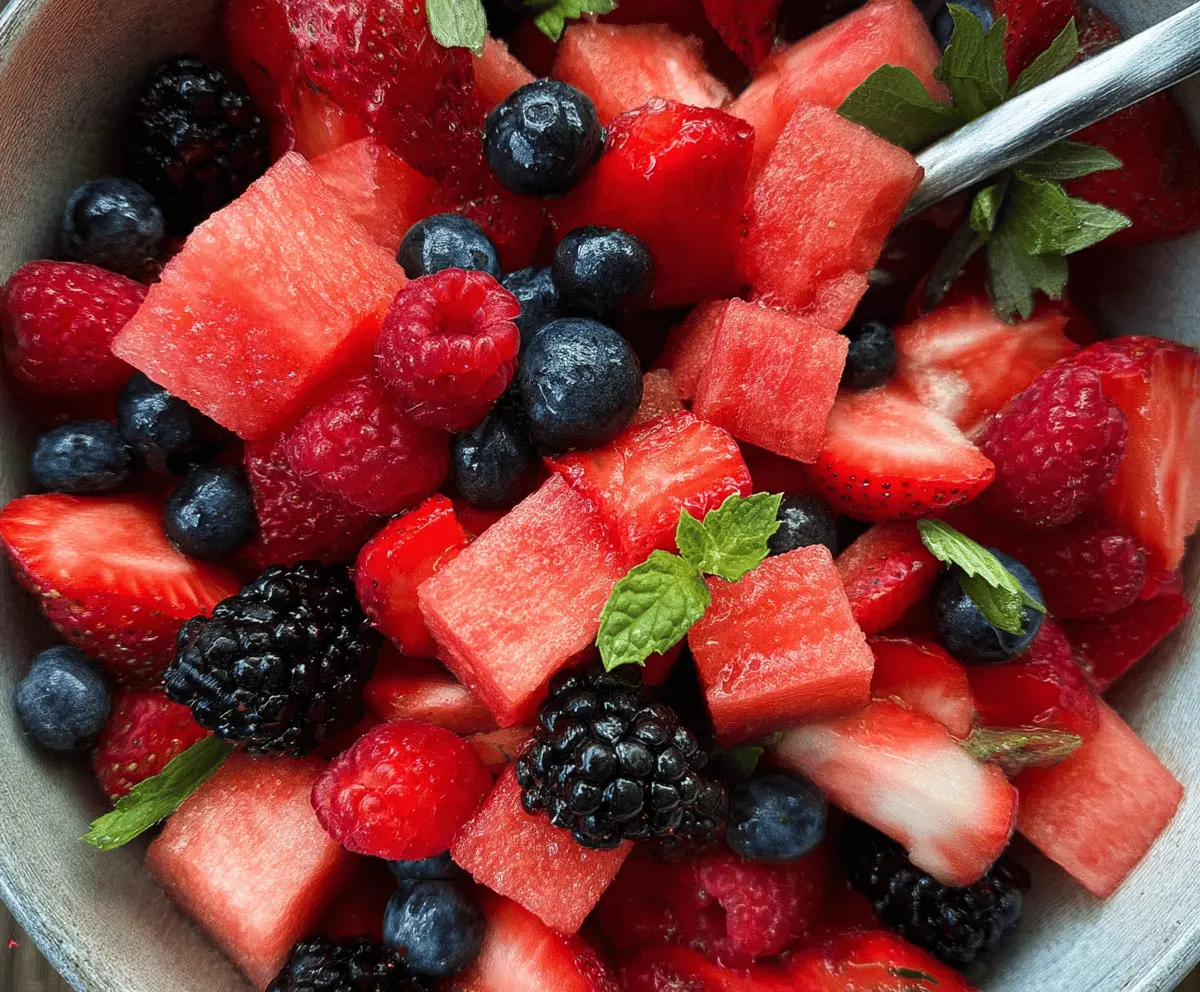 Easy Berry Watermelon Fruit Salad Recipe
