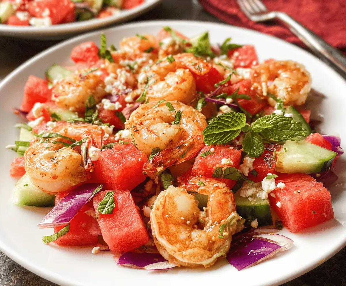 Easy Spicy Watermelon Shrimp Salad Recipe