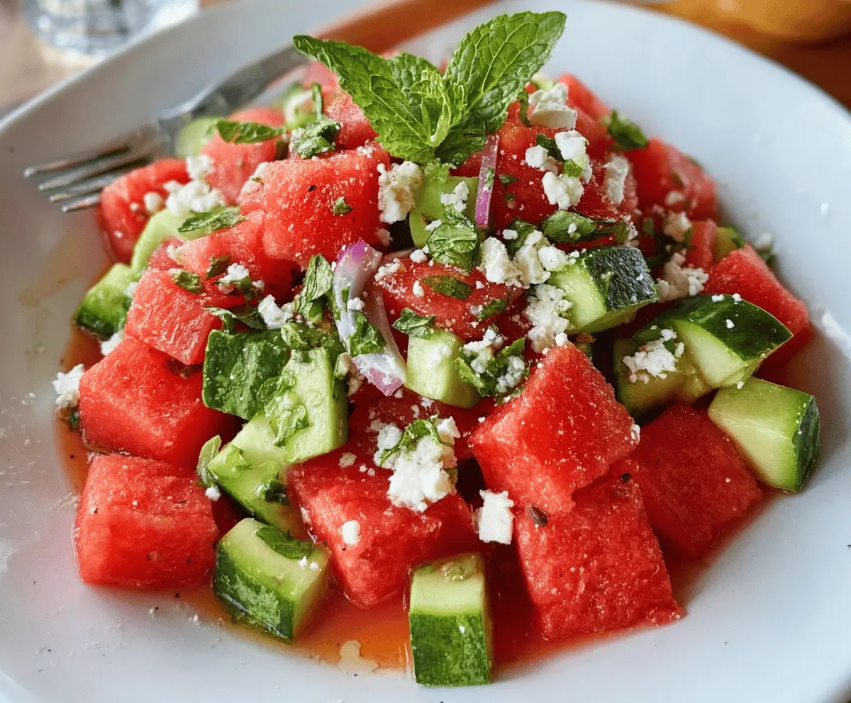 Easy Fresh Watermelon Salad with Feta Cheese