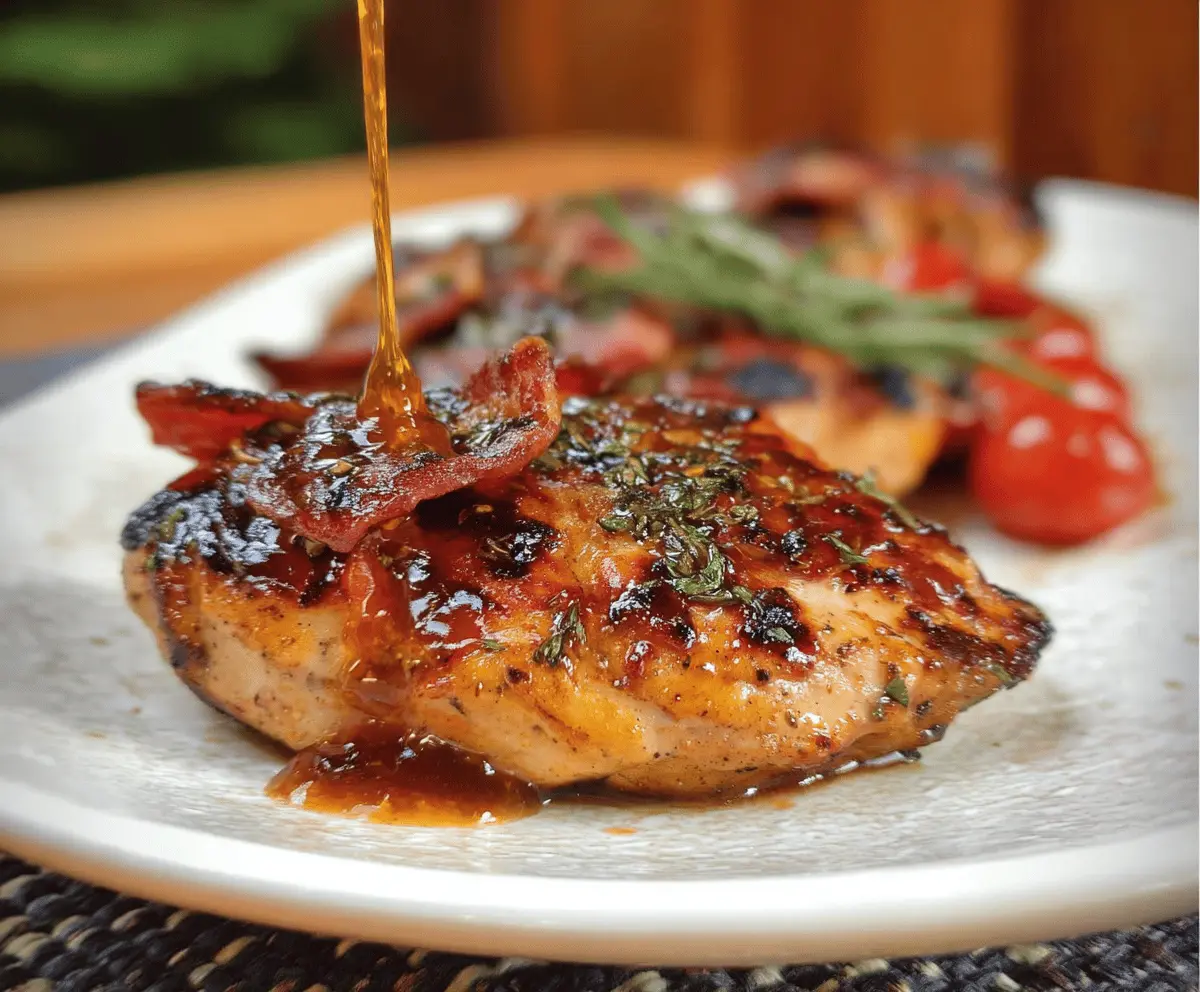 Easy Grilled Chicken with Spicy Honey Bacon Glaze