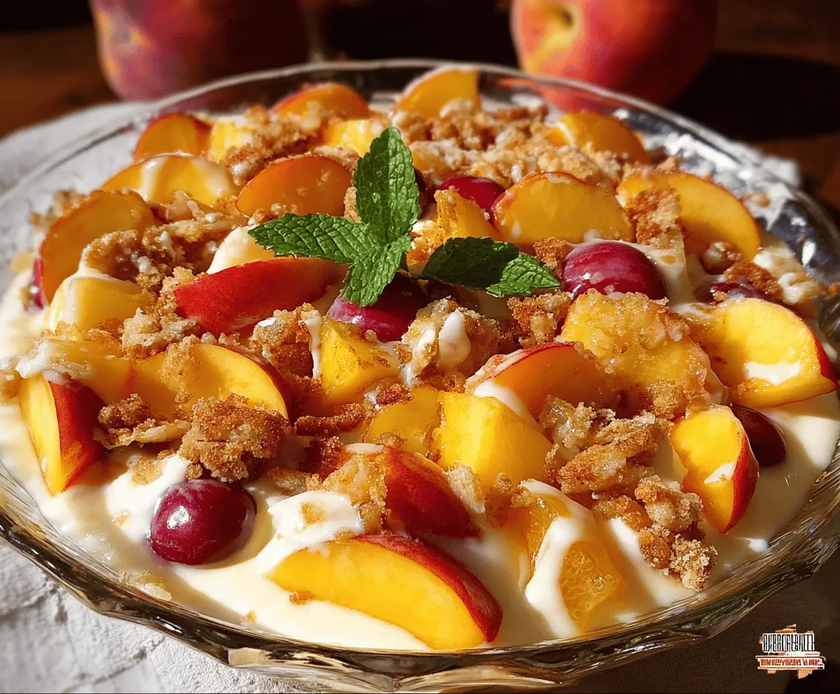 Easy Peach Cobbler Cheesecake Fruit Salad