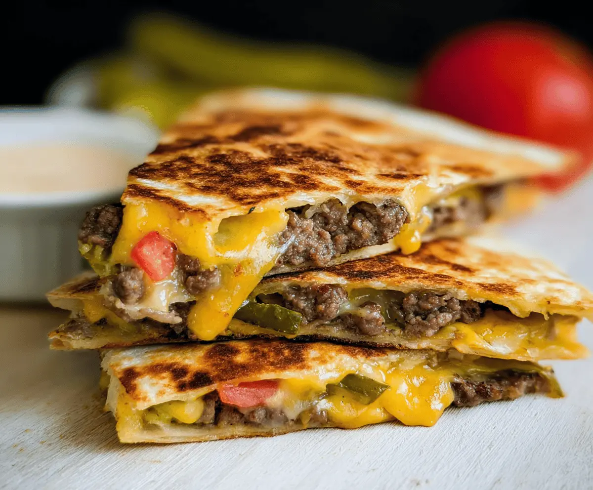 Easy Cheesy Cheeseburger Quesadilla Recipe