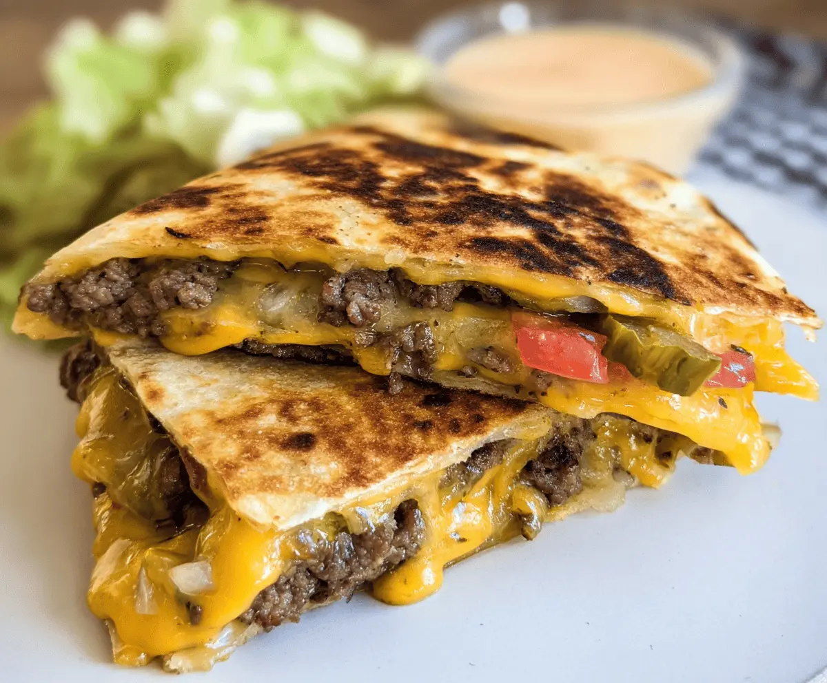 Easy Cheesy Cheeseburger Quesadilla Recipe