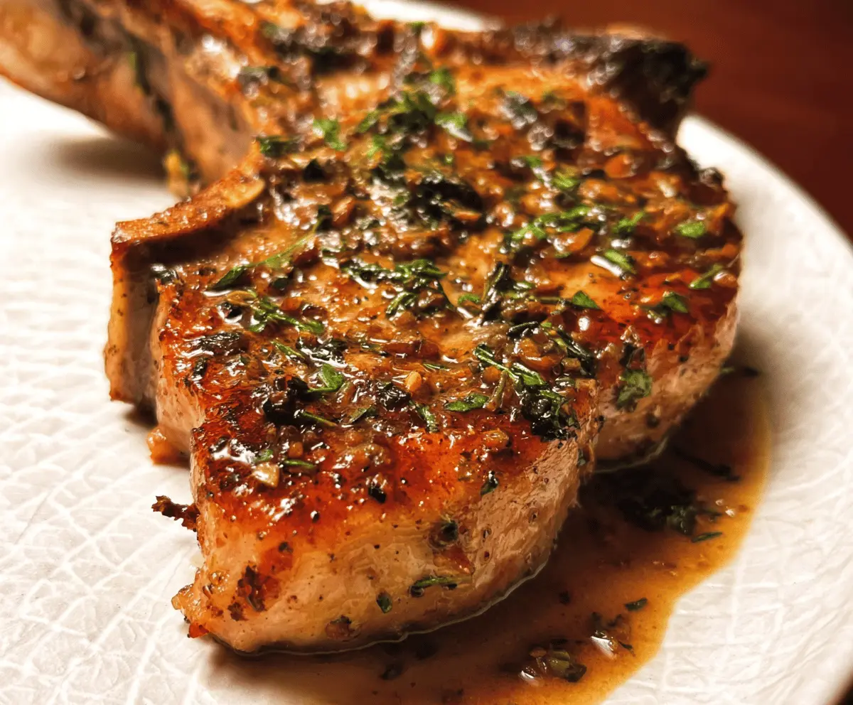 Easy Bone-In Pork Chops in Garlic Herb Wine Sauce