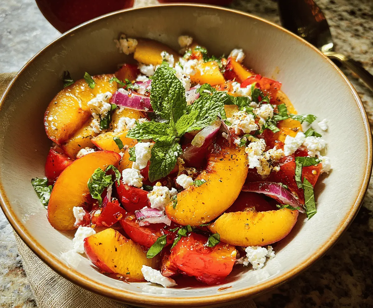 Easy Peach Feta Salad with Fresh Herbs