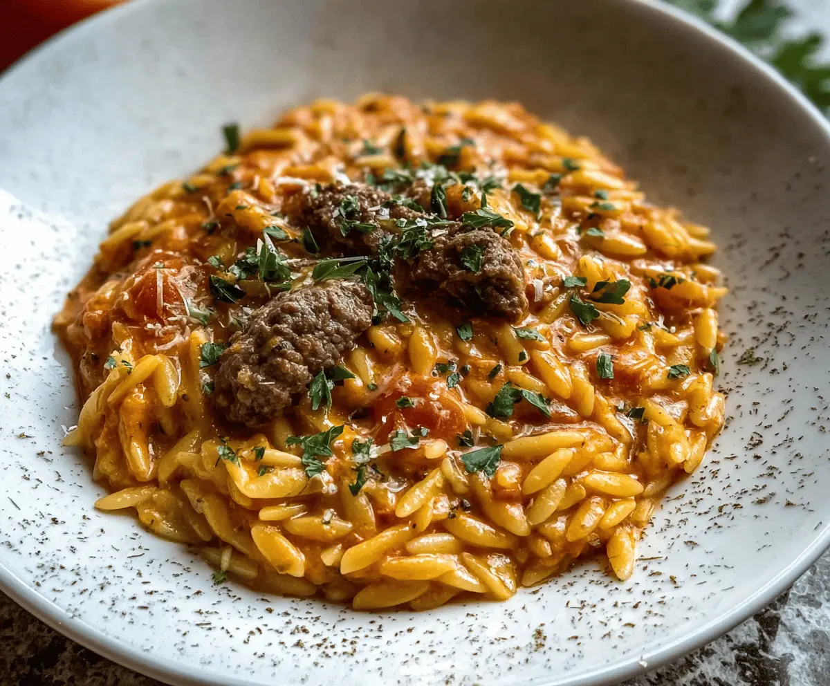 Easy Beef Orzo in Creamy Tomato Sauce