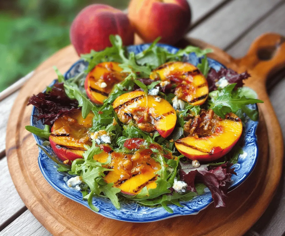 Easy Summer Grilled Peach Salad with Honey Vinaigrette