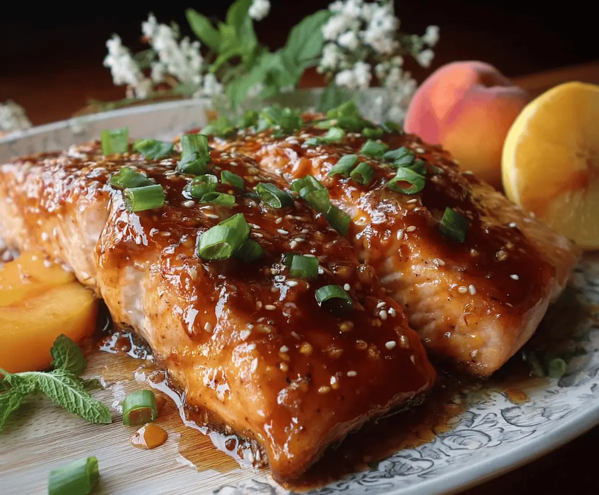 Easy Sweet and Spicy Peach Glazed Salmon Recipe