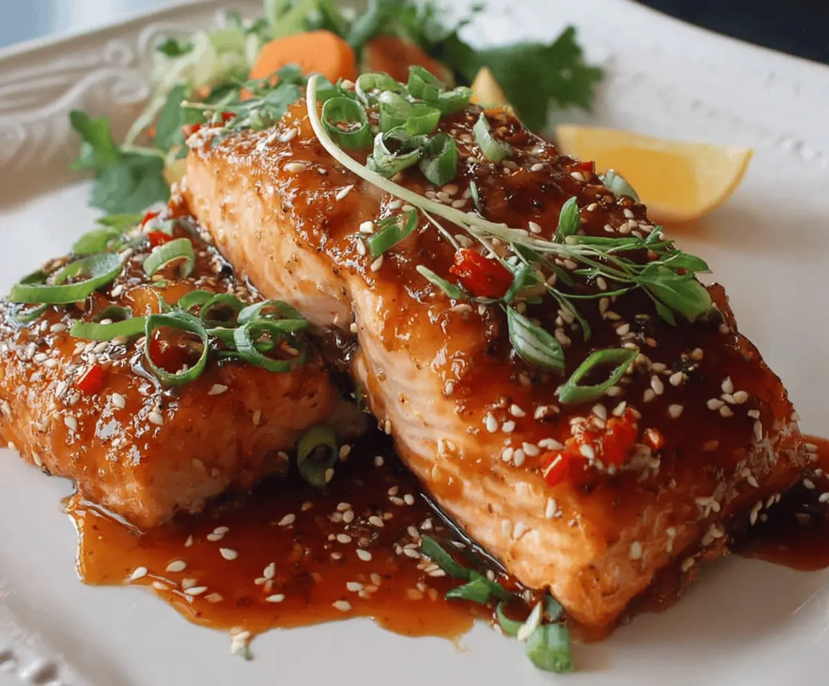 Easy Sweet and Spicy Peach Glazed Salmon Recipe