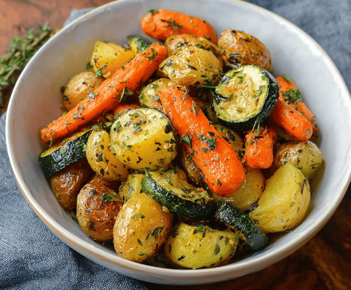 Easy Garlic Herb Roasted Potatoes, Carrots & Zucchini