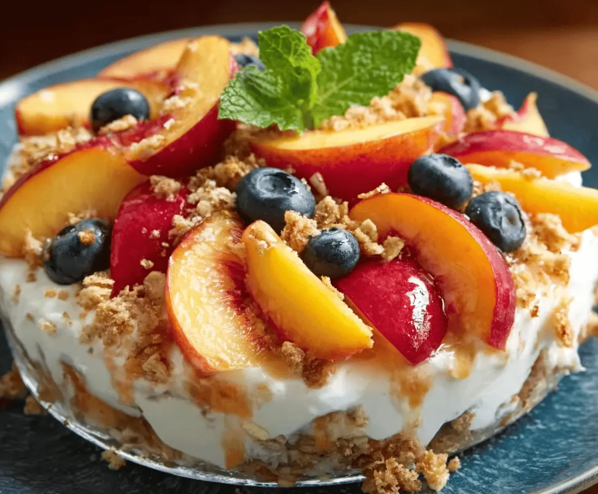 Easy Peach Cobbler Cheesecake Fruit Salad Recipe