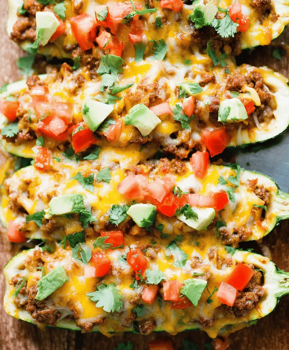 Easy Cheesy Taco Stuffed Zucchini Boats