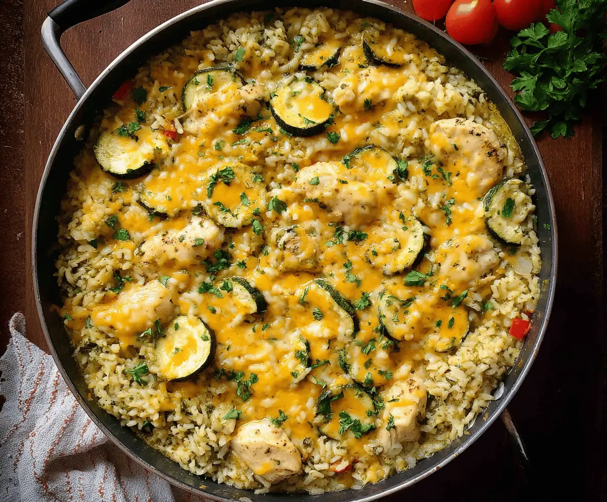 One-Pot Cheesy Zucchini Chicken and Rice