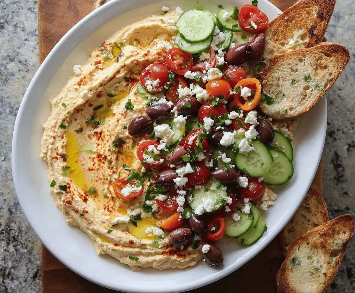 Greek Style Loaded Hummus Dip Recipe