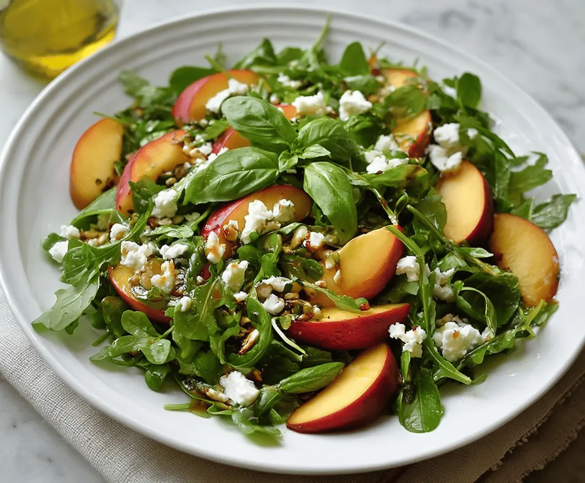 Fresh Arugula Salad with Peaches and Goat Cheese