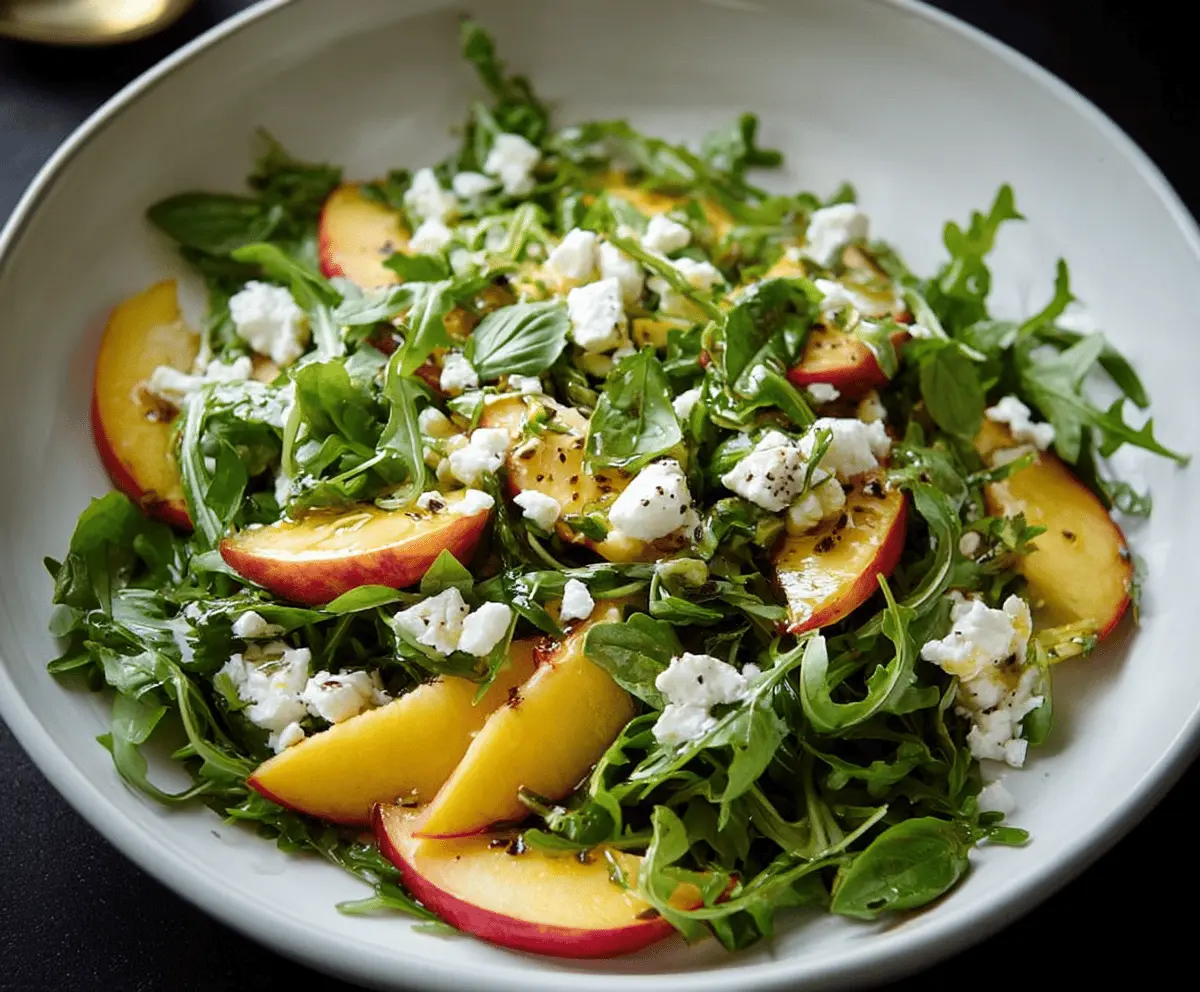 Fresh Arugula Salad with Peaches and Goat Cheese