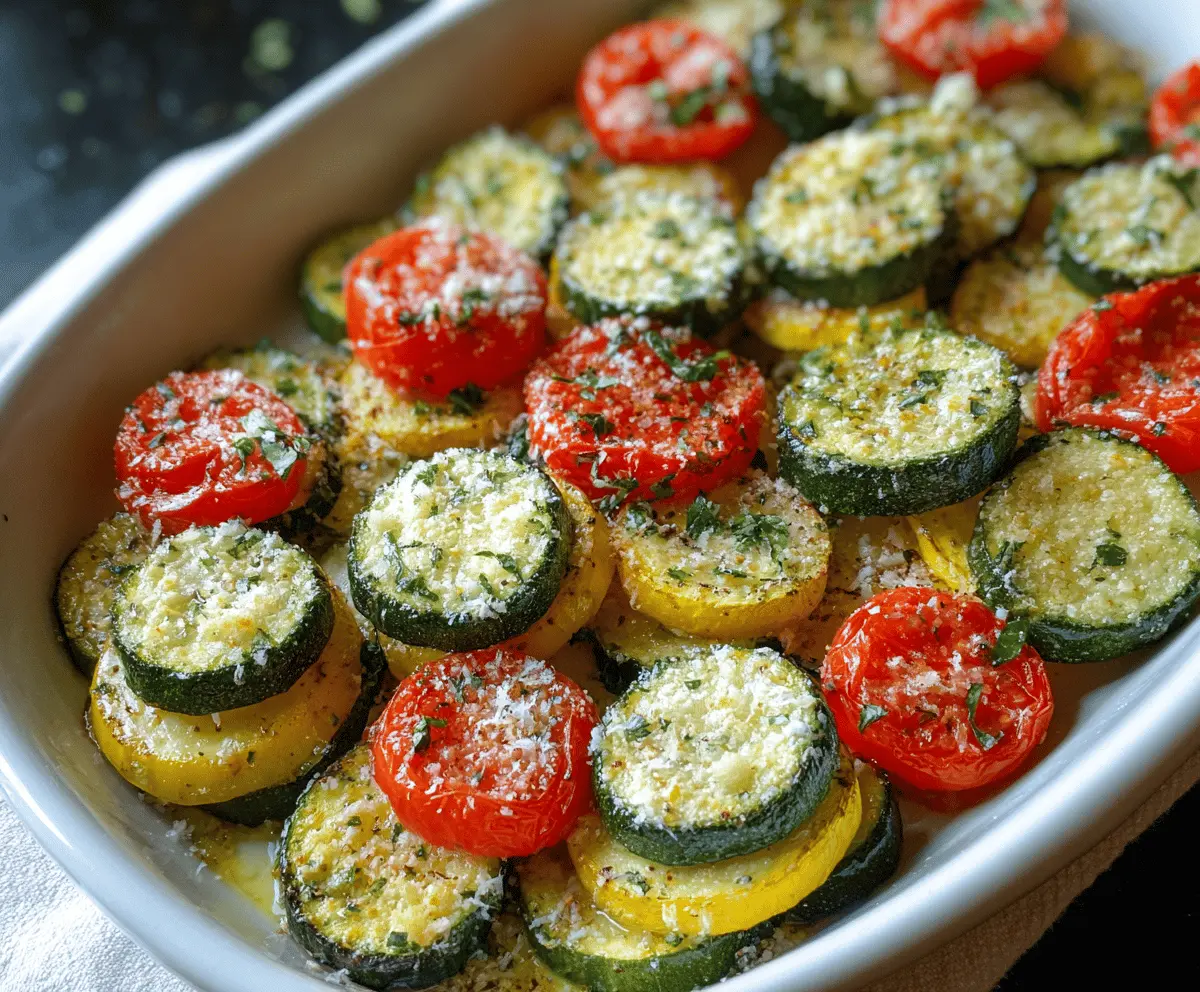 Roasted Garlic Parmesan Zucchini and Tomatoes