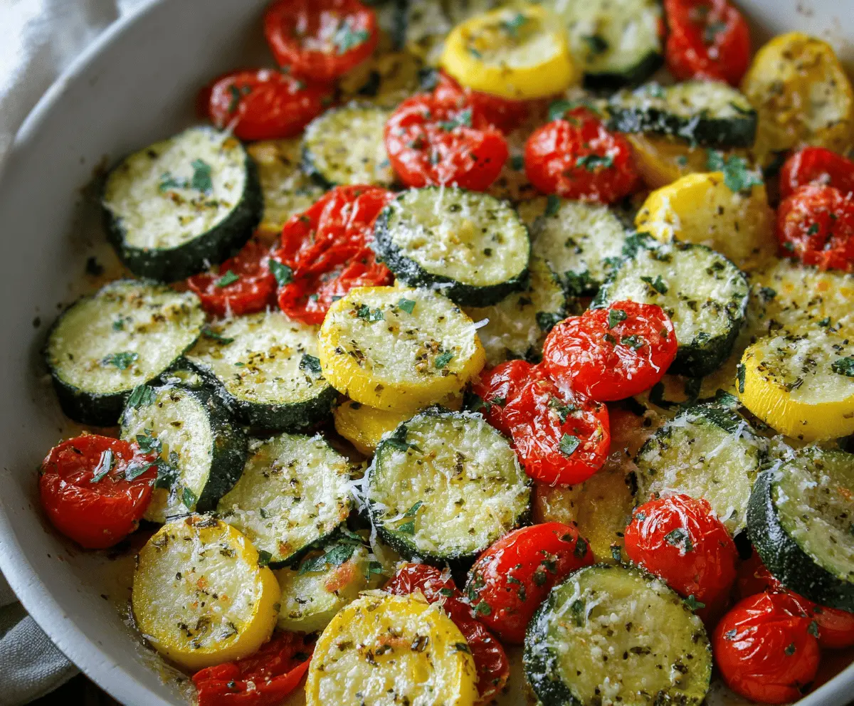 Roasted Garlic Parmesan Zucchini and Tomatoes