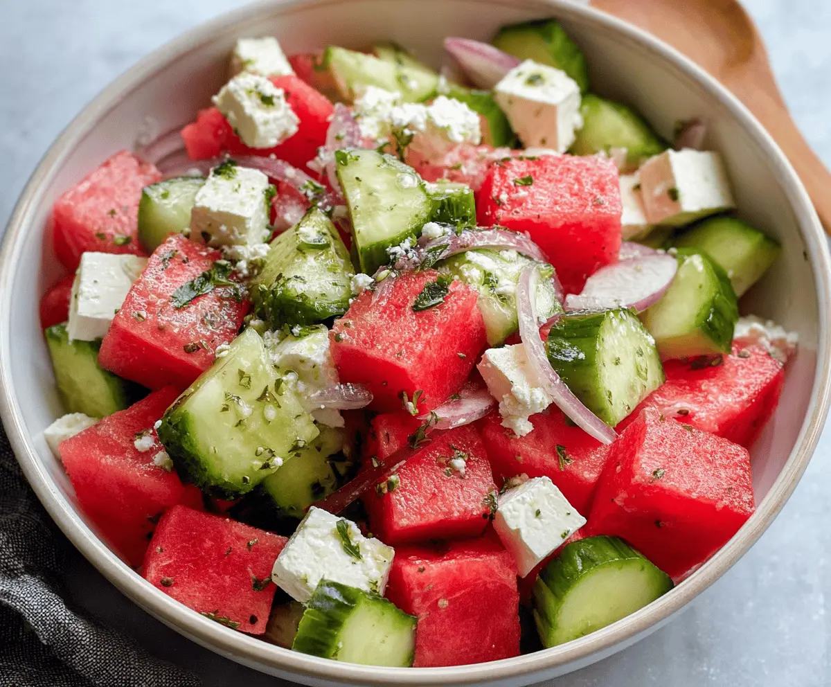 Refreshing Watermelon Cucumber Feta Salad Recipe
