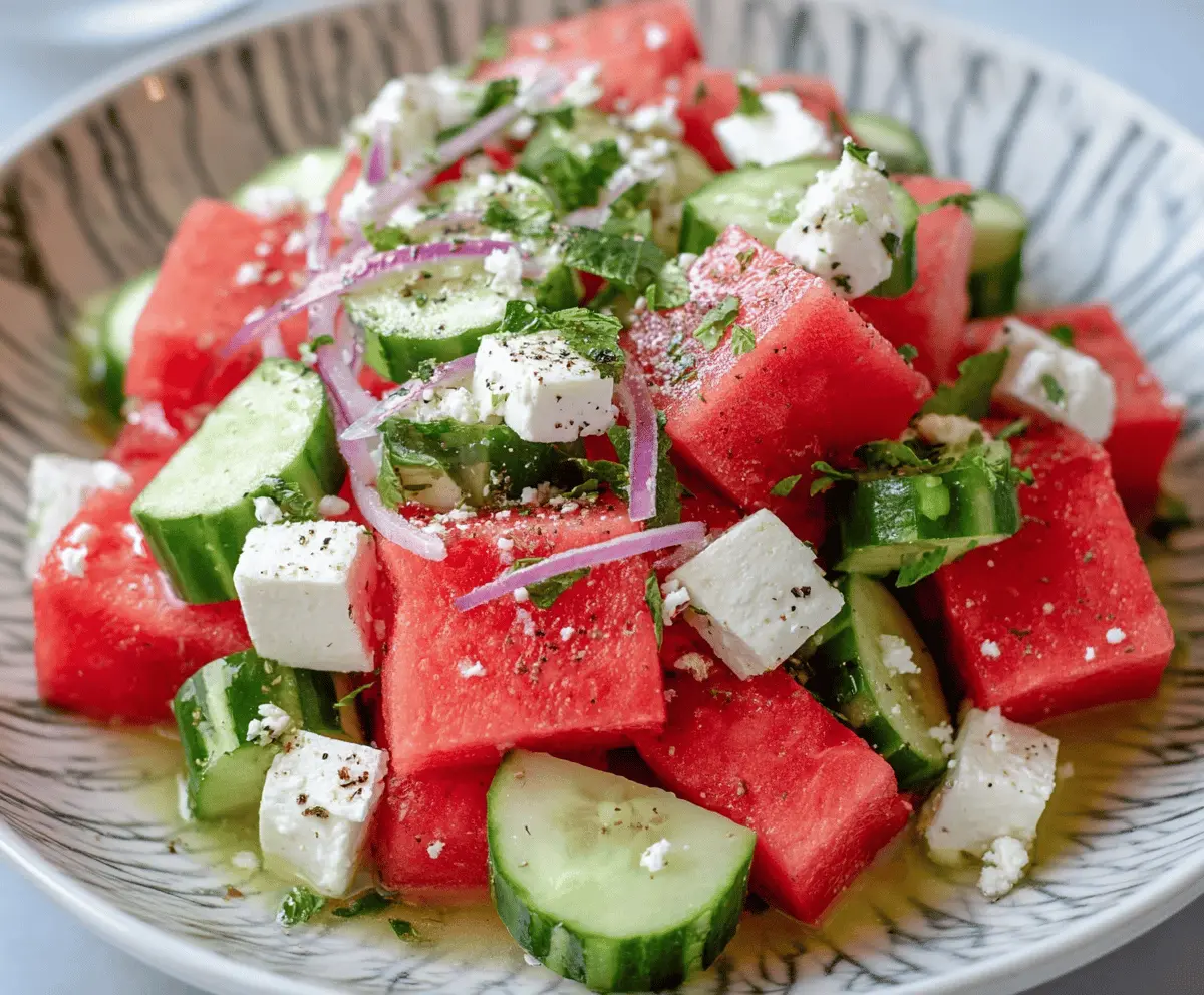 Refreshing Watermelon Cucumber Feta Salad Recipe