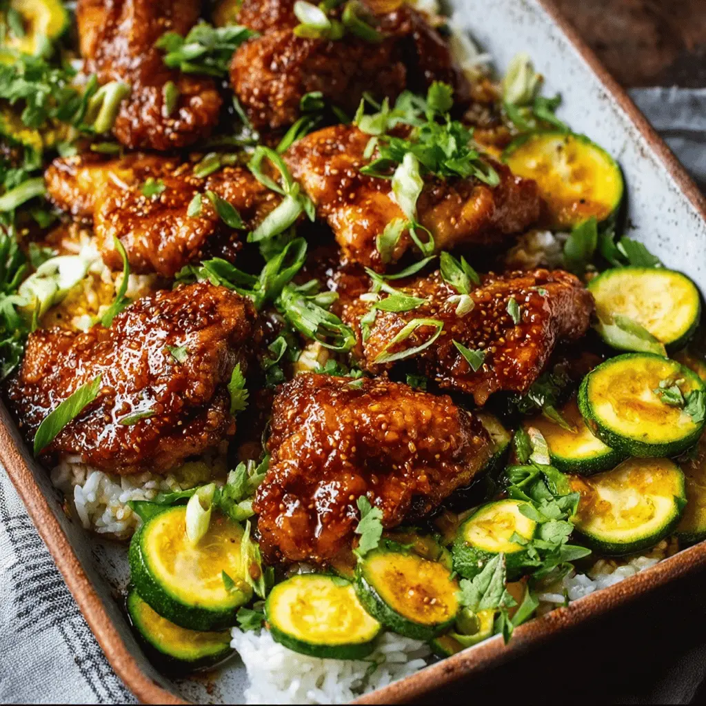 Sheet Pan Hot Honey Garlic Chicken With Zucchini