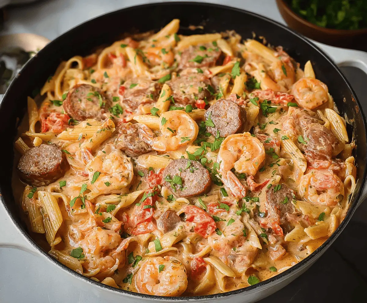Creamy Cajun Shrimp Sausage Pasta Recipe