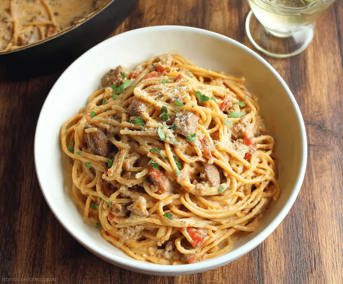 Creamy One-Pot Spaghetti with Italian Sausage