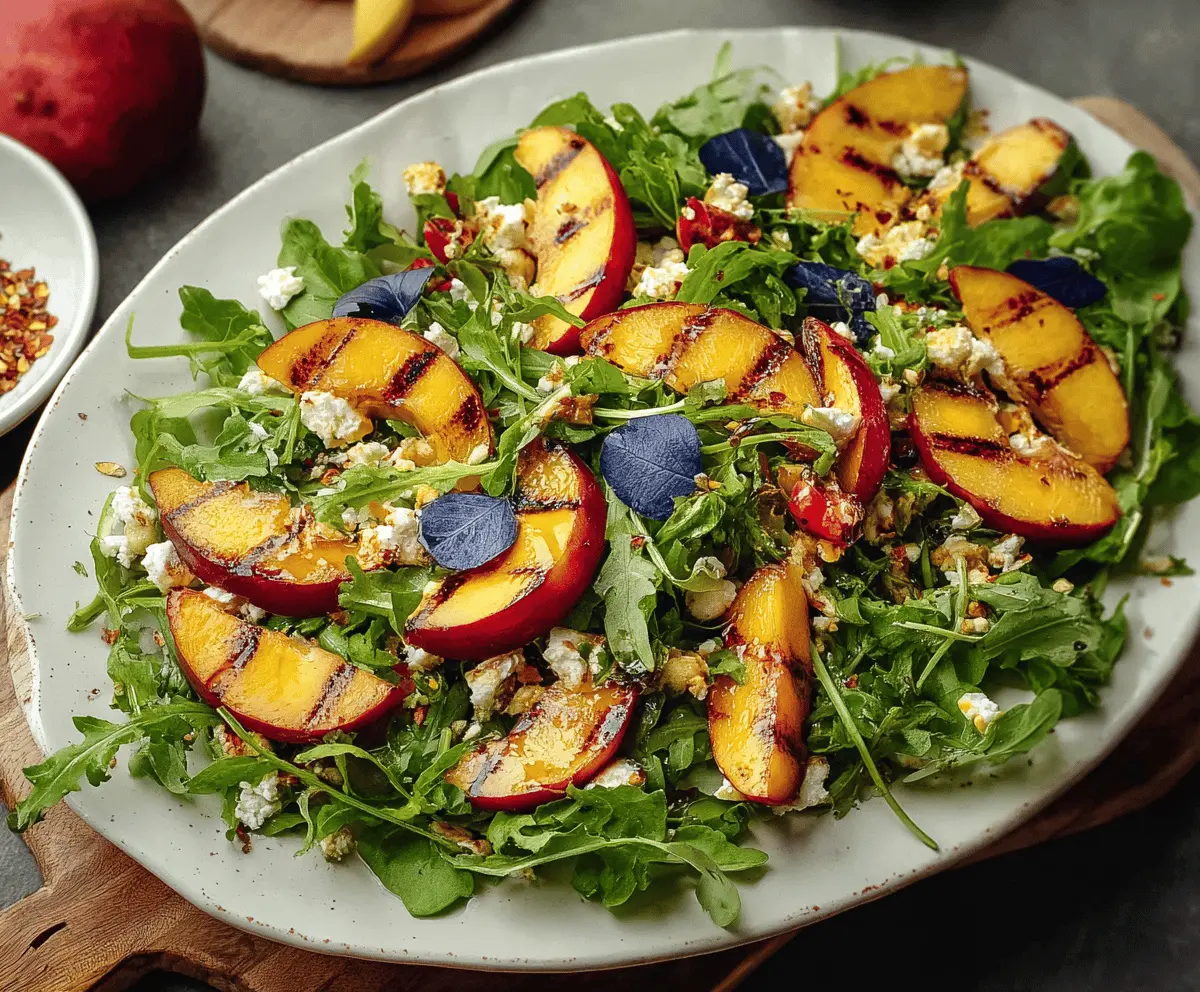 Fresh Grilled Peach Salad with Honey Dressing