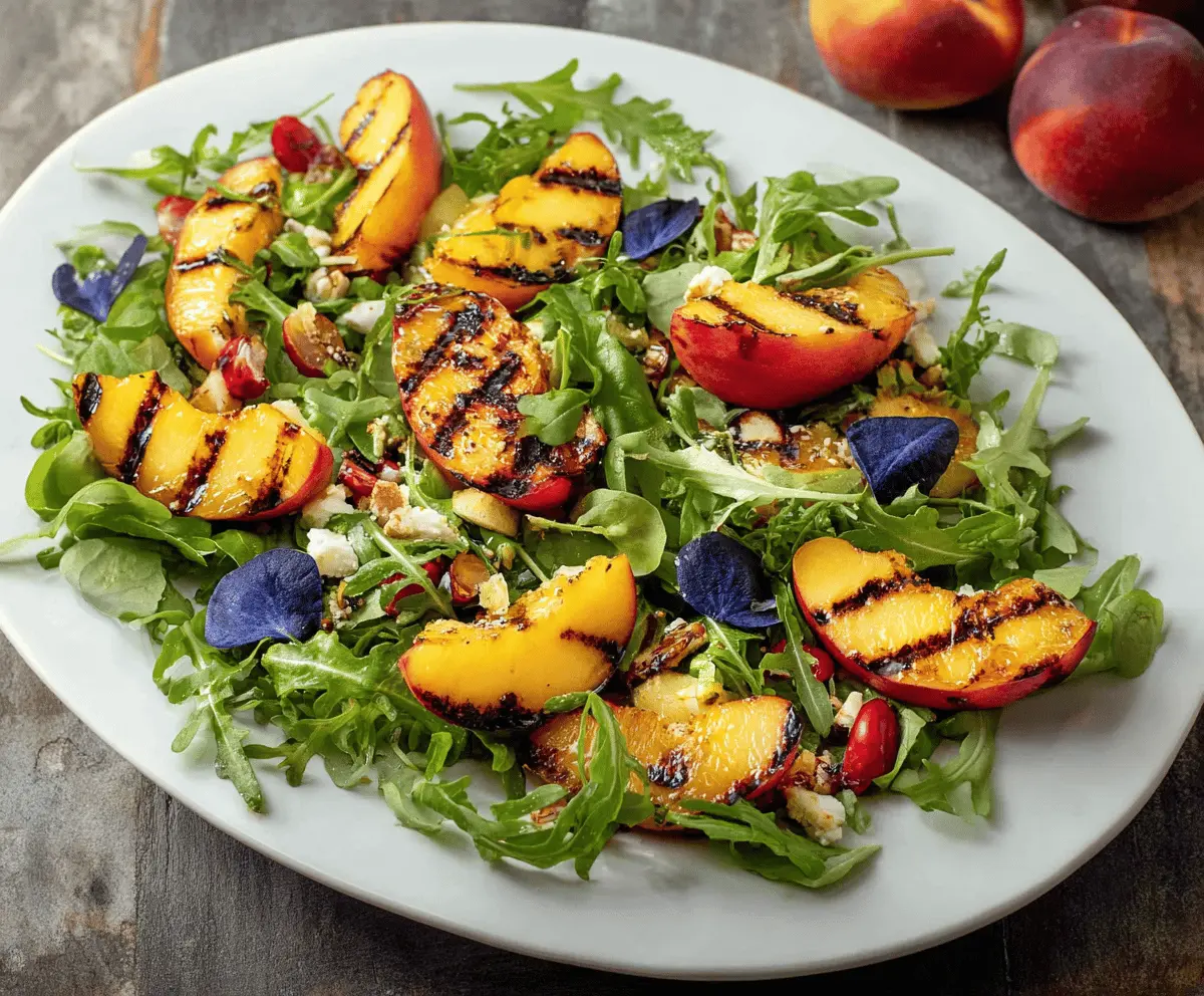 Fresh Grilled Peach Salad with Honey Dressing