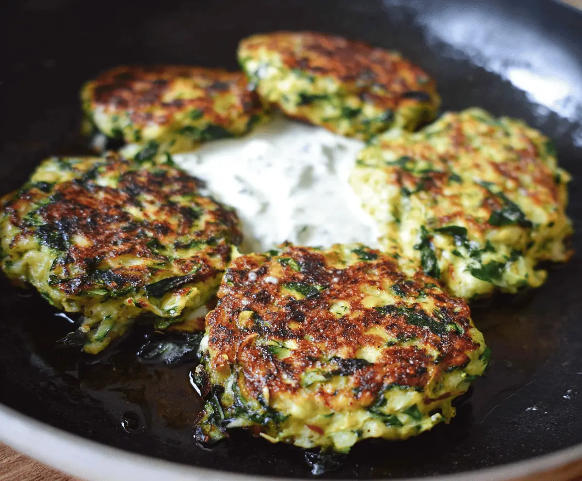 Zucchini Feta Spinach Fritters with Garlic Tzatziki