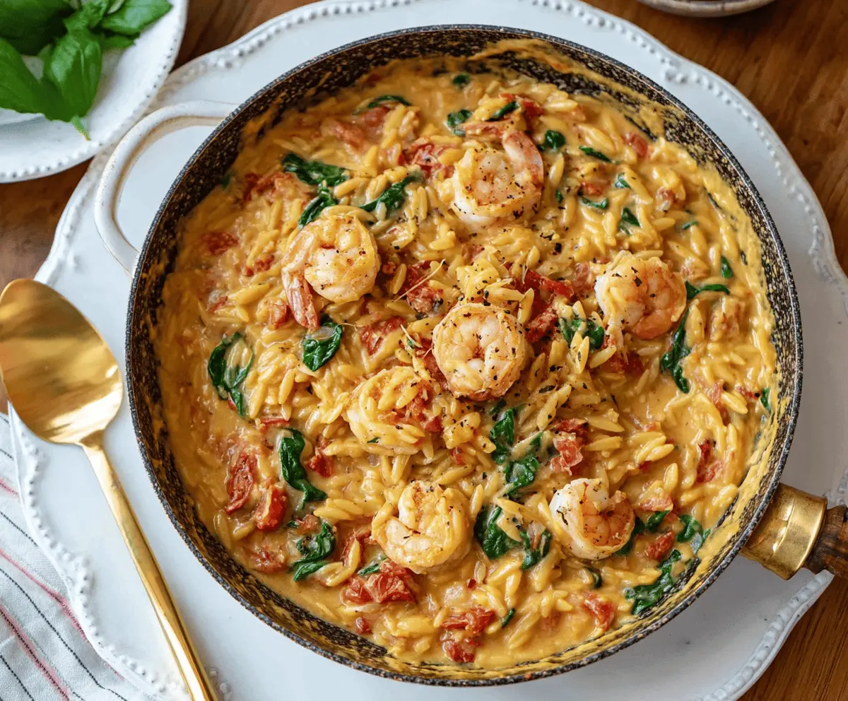 Creamy Tuscan Shrimp Orzo Recipe