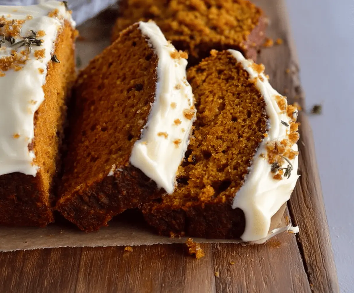 Pumpkin Bread with Cream Cheese Frosting - Olives + Thyme
