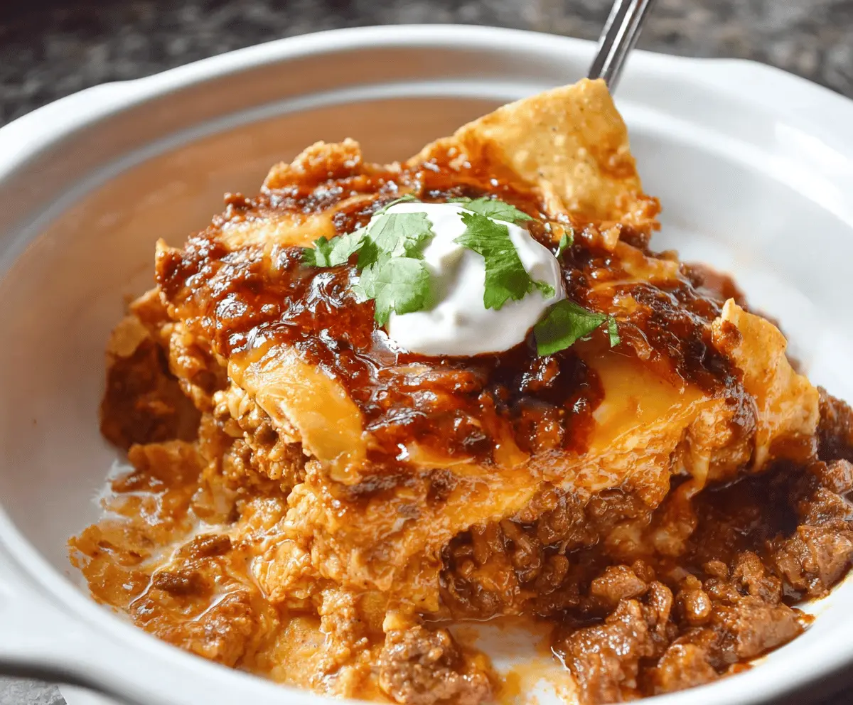 Crockpot Beef Enchilada Casserole