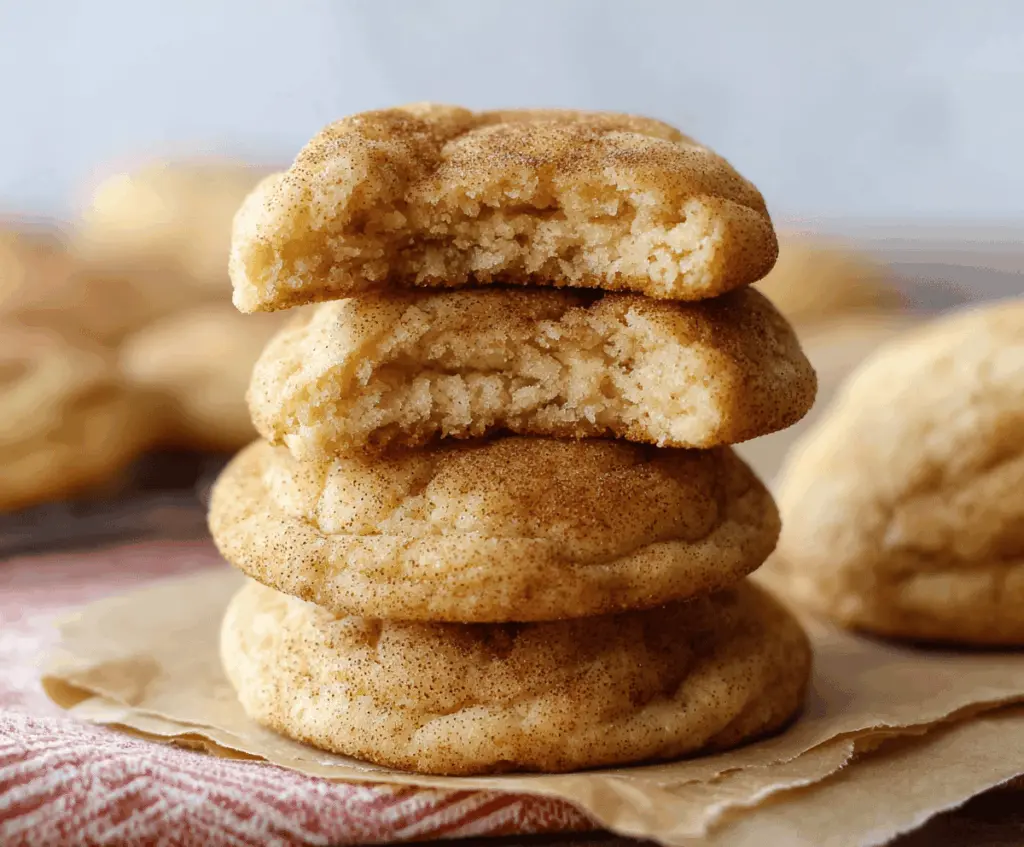 Soft and buttery snickerdoodles cookies with cinnamon sugar coating on a rustic plate, perfect for a cozy dessert