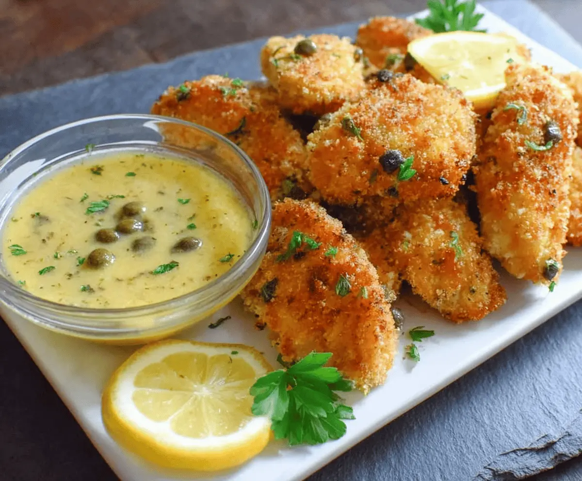 Golden Chicken Nuggies with Lemony Piccata