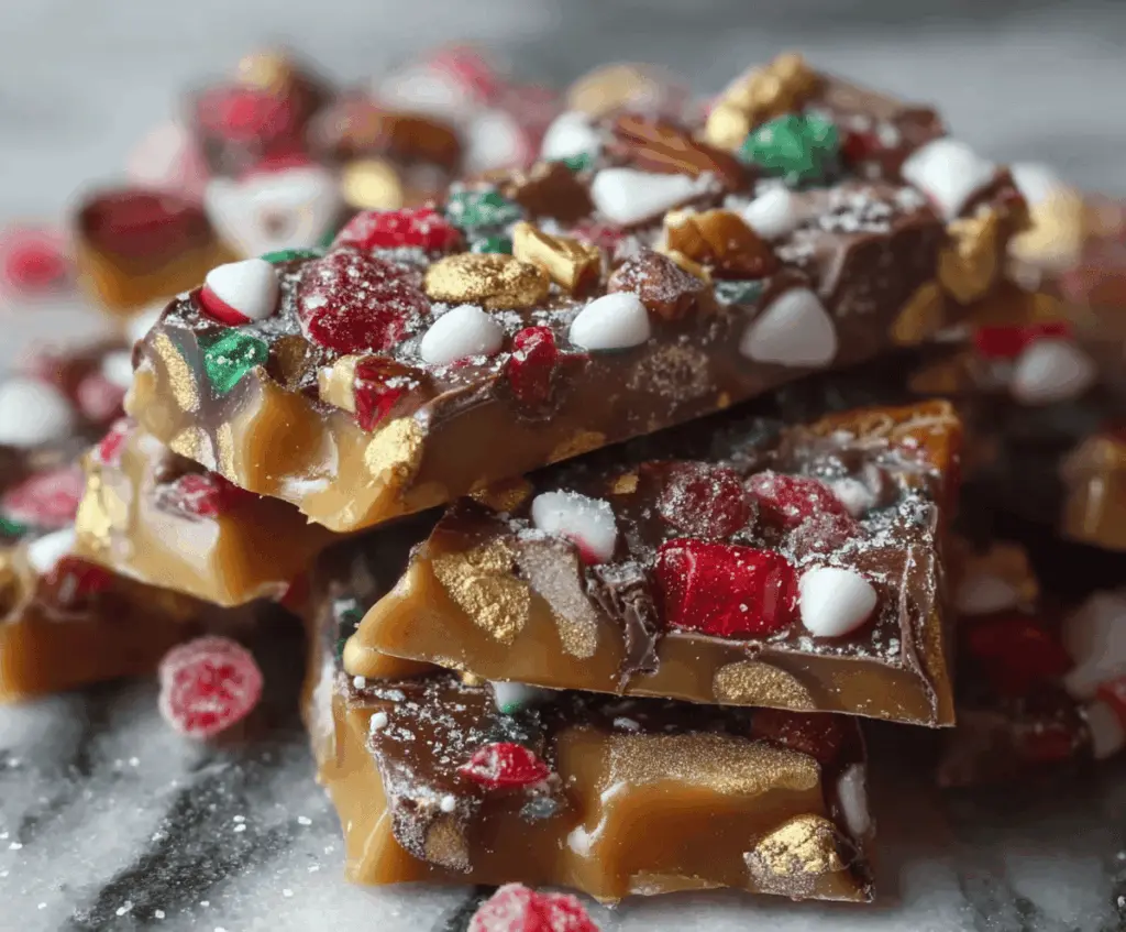 Delicious Christmas cracker candy with colorful festive sprinkles and shiny candy coatings