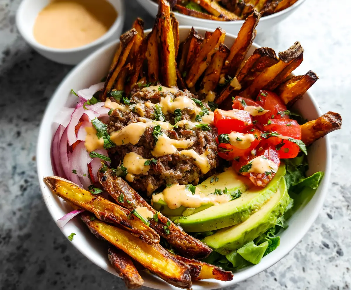 Burger Bowls with Fries {Whole30}