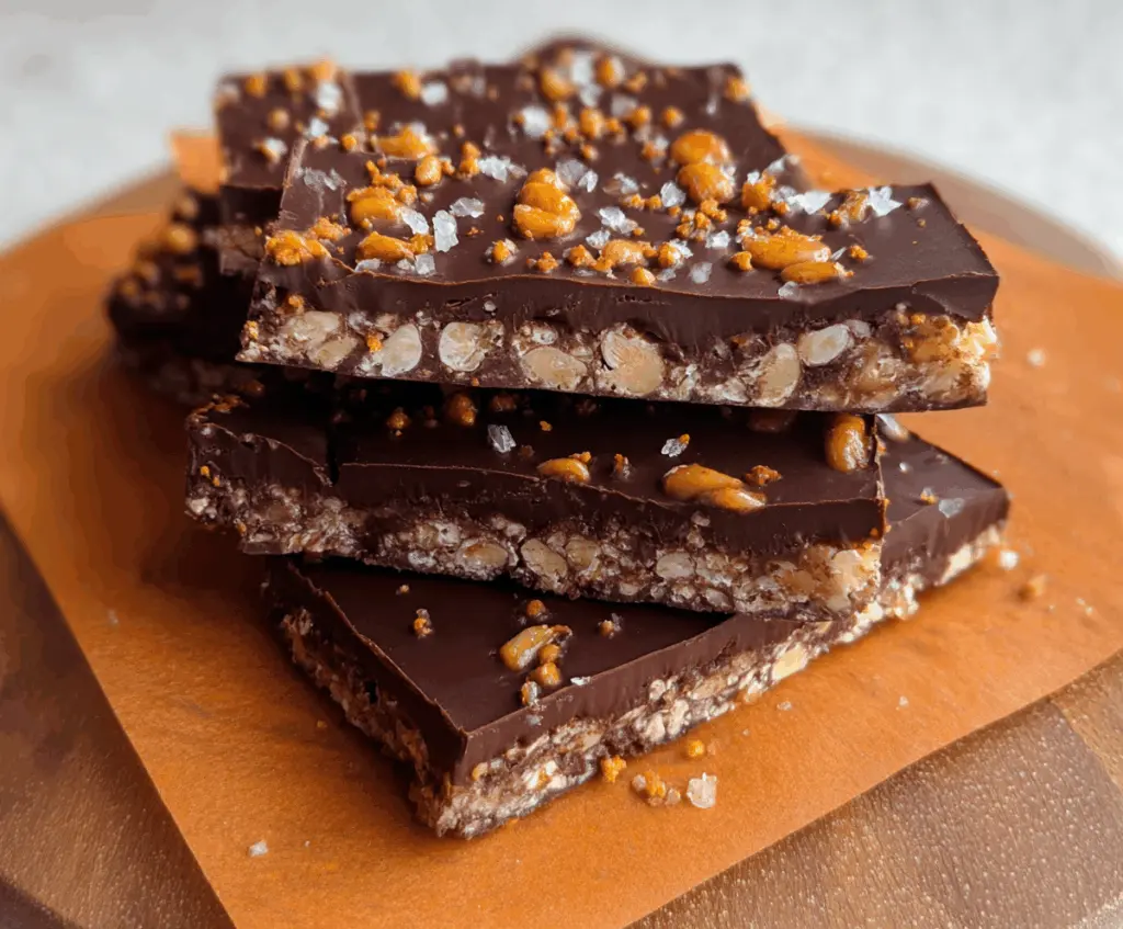 Delicious homemade Chocolate Fudge Crunch Bars with a crispy texture and rich chocolate flavor