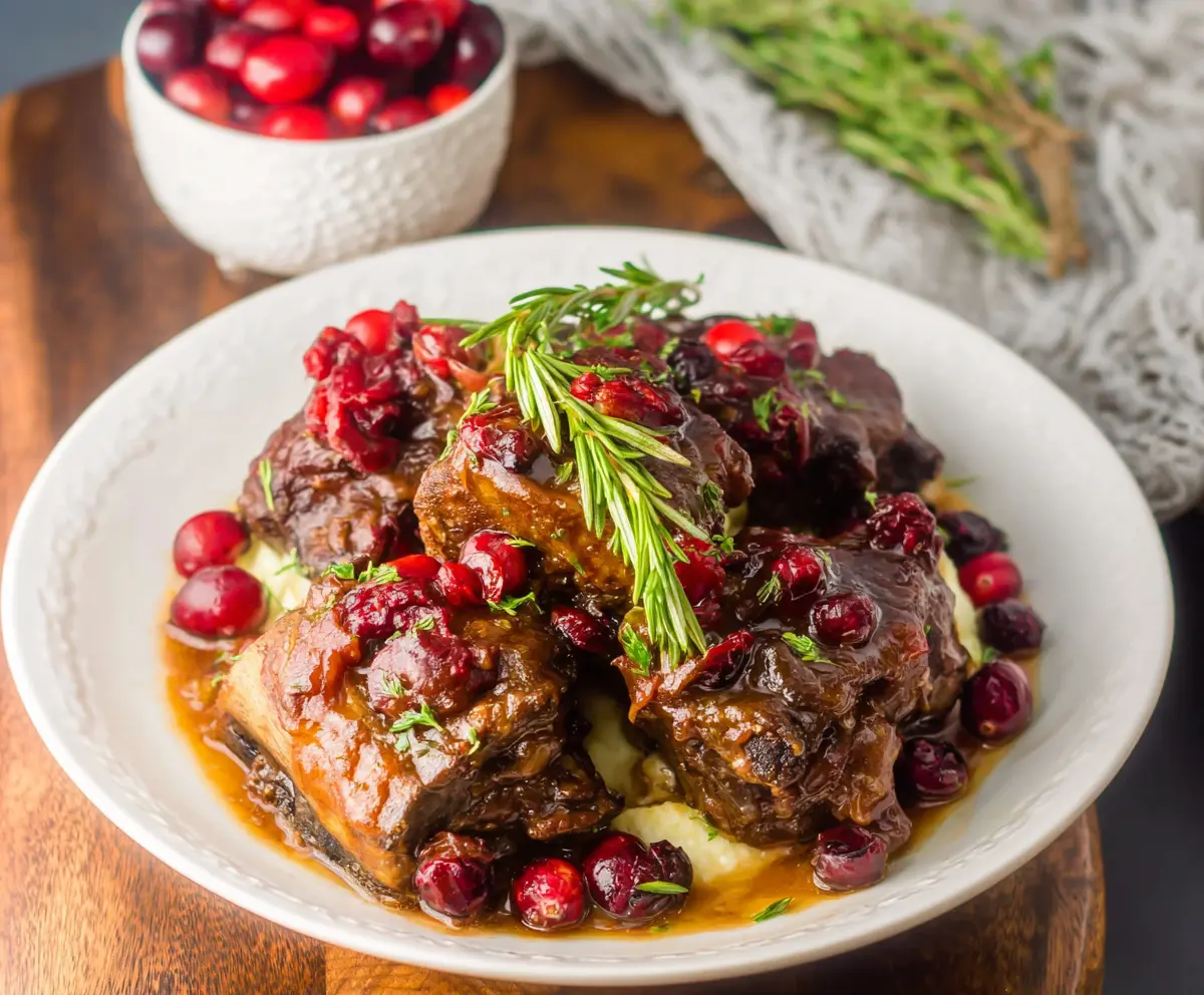 Crockpot Cranberry Beef Short Ribs