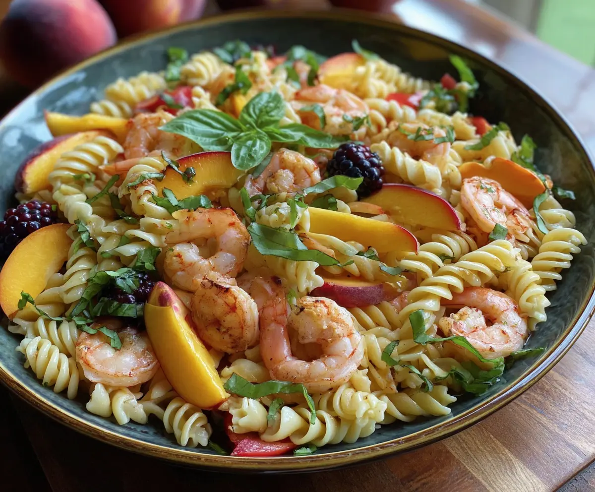 Peach & Shrimp Pasta Salad