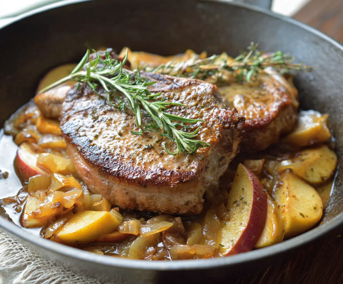 Pork Chops with Sautéed Apples and Onions