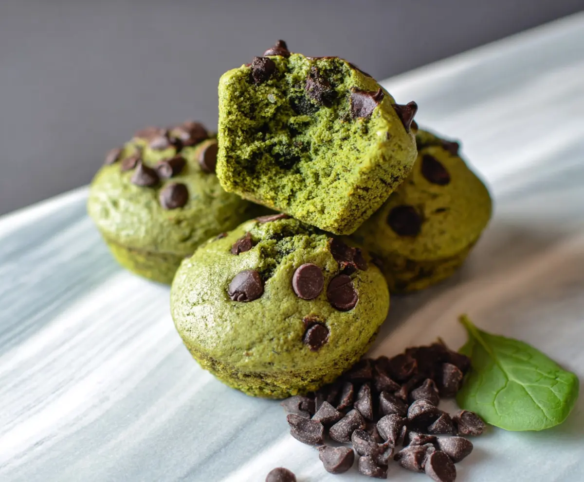 Spinach Chocolate Chip Protein Muffins