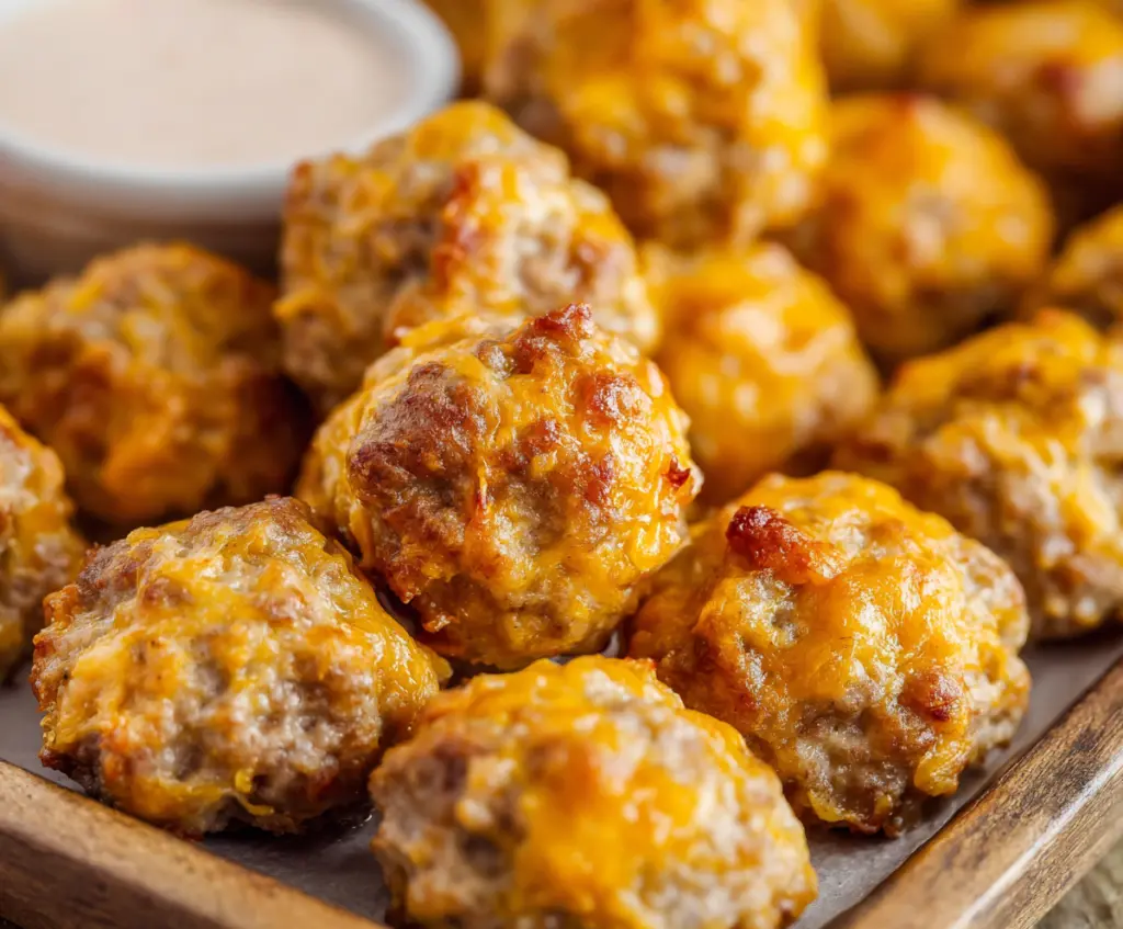 Delicious homemade Bisquick sausage balls made with 3 simple ingredients, perfect for appetizers or snacks.