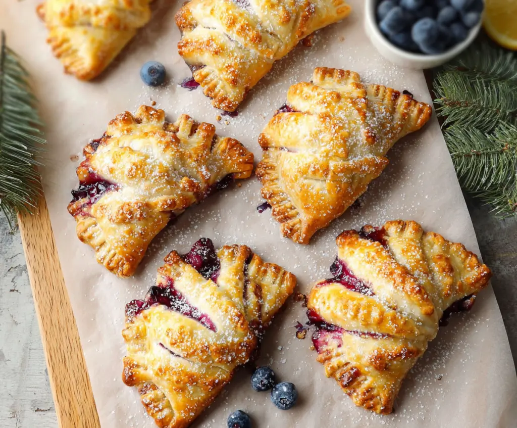 Delicious homemade blueberry hand pies with golden crust and fresh blueberries filling.