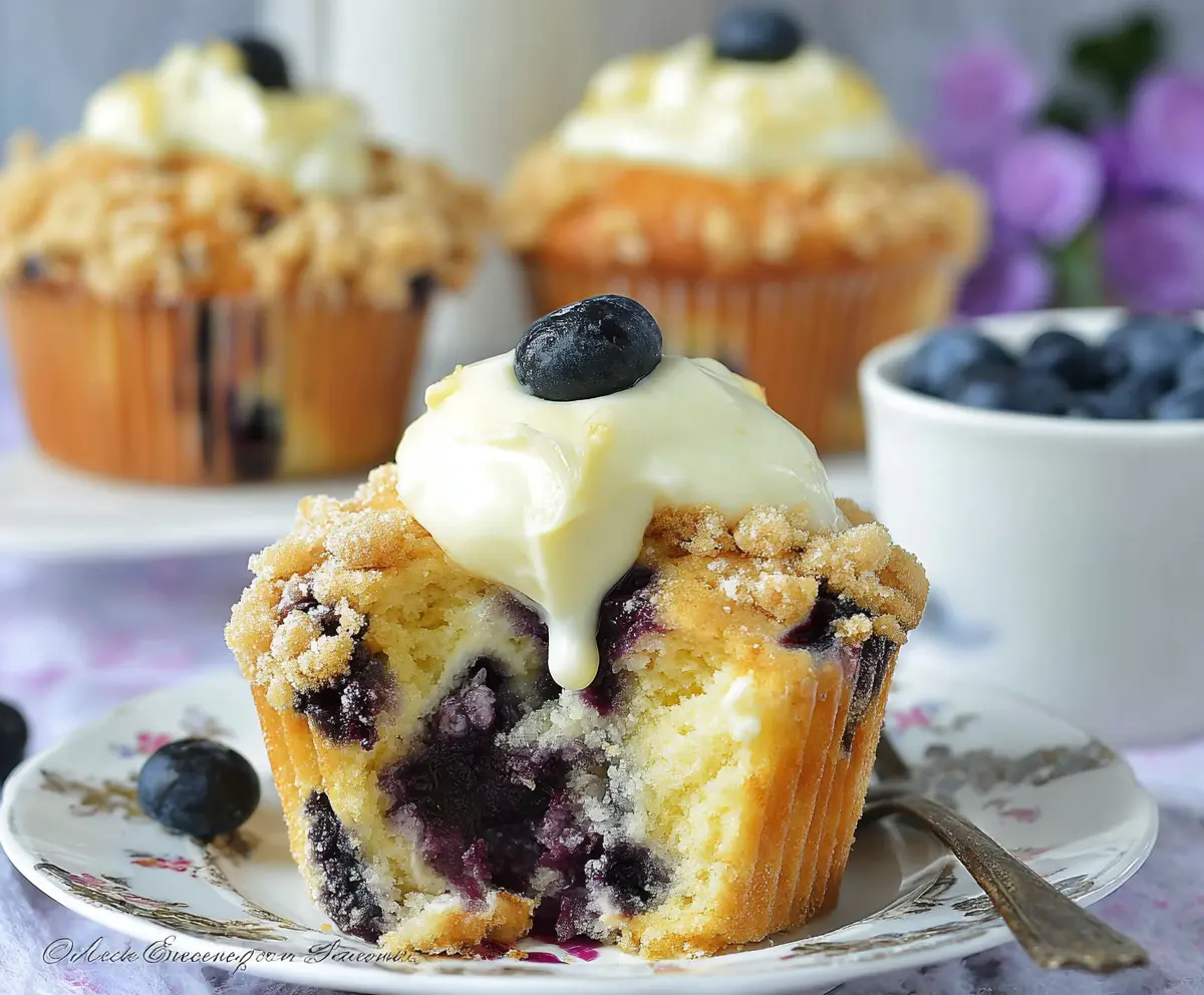 Deliciously Moist Muffins with Blueberry and Cream Cheese Delight