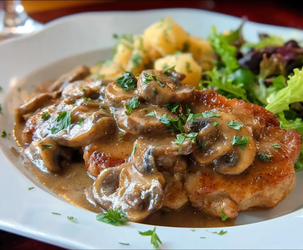 Delicious Pork Marsala dish with tender pork slices cooked in savory Marsala wine sauce
