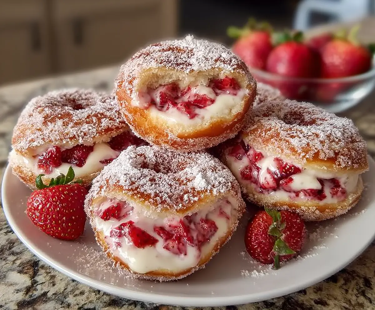 Strawberry Cheesecake Stuffed Donuts Recipe