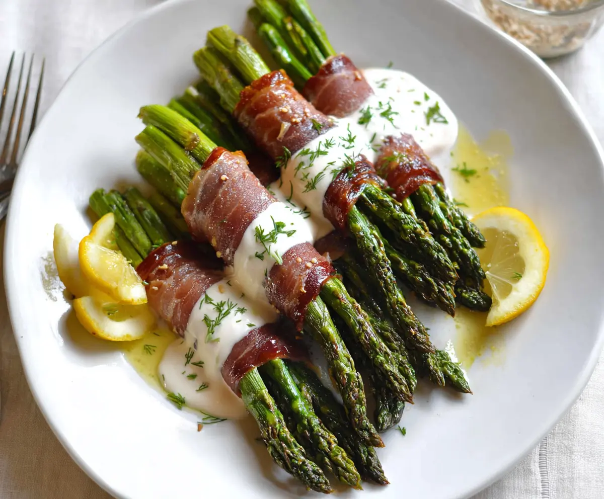 Prosciutto-Wrapped Asparagus with Lemon Cream Sauce